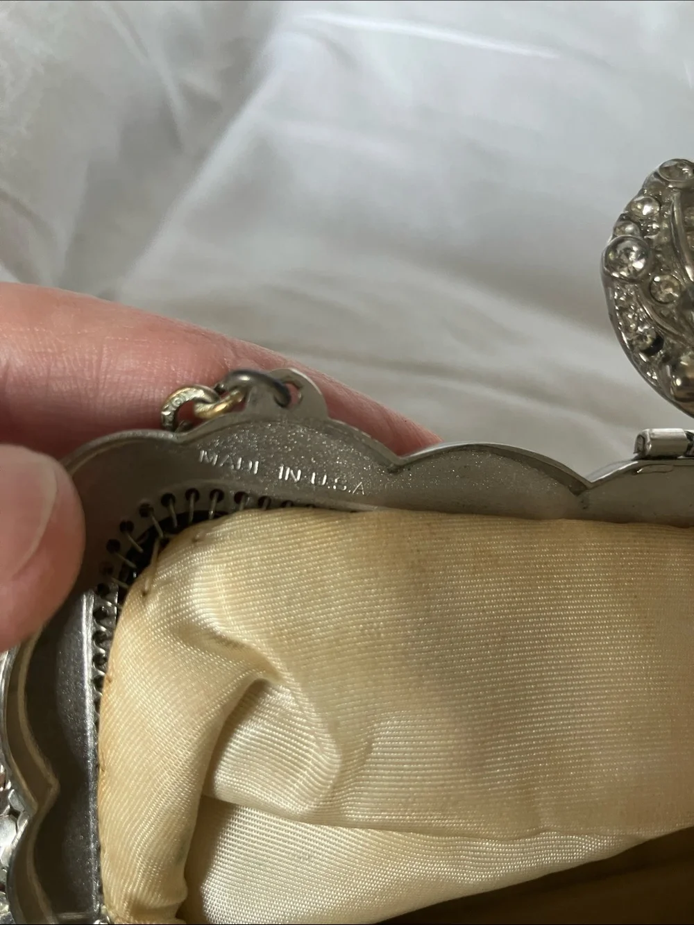 Silver Sequin Evening Clutch Handbag